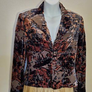 Brown & Black Beaded Velvet Fitted Jacket